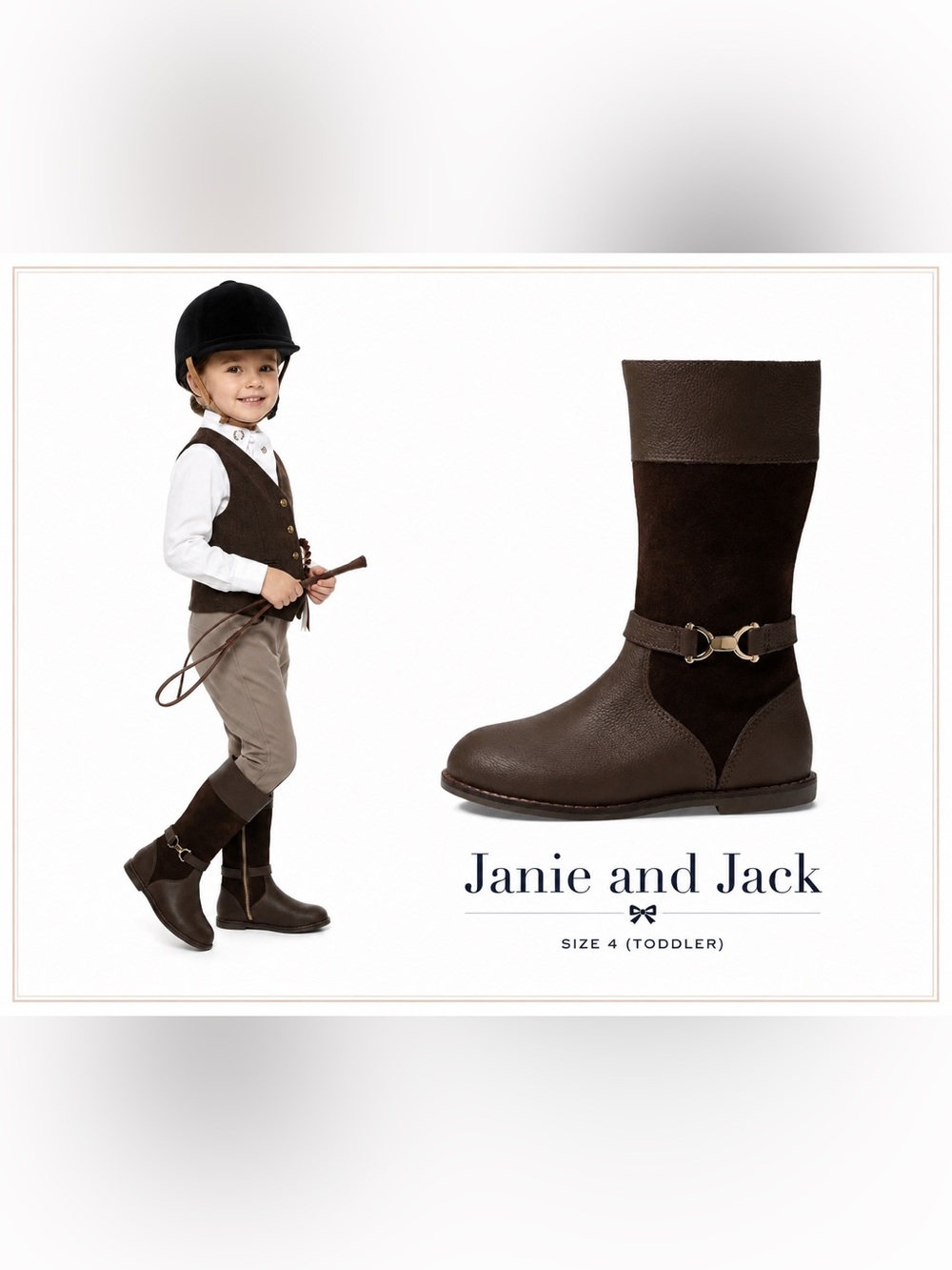 Janie and Jack brown Leather Riding Boots Sz 4 toddler NWT